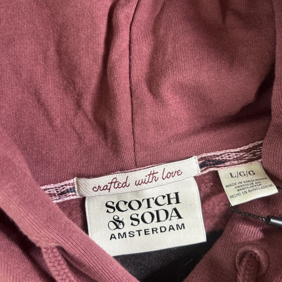 Scotch & Soda Red Wine Relaxed Fit Fleece Graphic‎ Hoodie (Size L) New With Tags - Picture 3 of 8